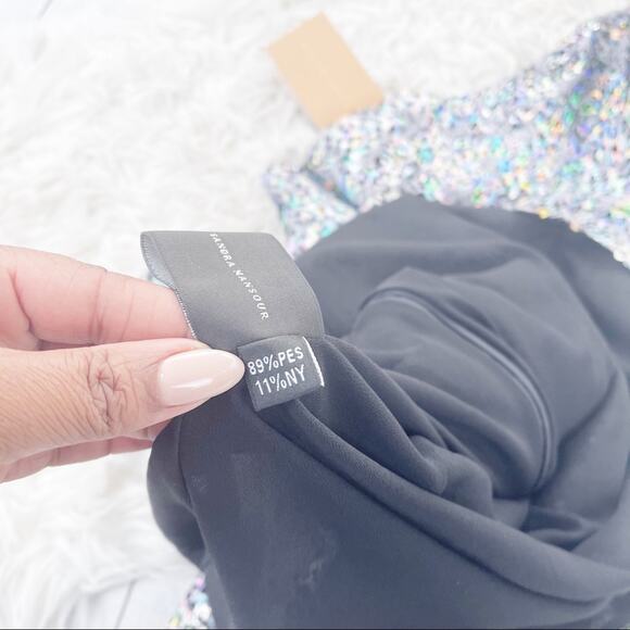 Sandra Mansour Women's‎ Sequined Velvet Leopard Asymmetrical hem Mini Dress - Picture 5 of 5